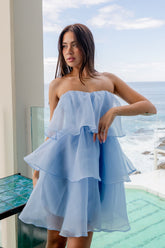 Behati Tiered Layer Mini Dress Blue
